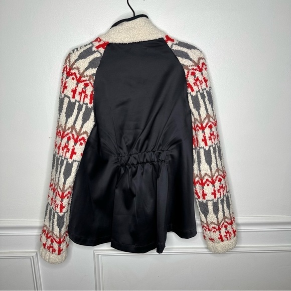 Anthropologie Sleeping on Snow Intarsia Sherpa Fair Isle Jacket Womens XS - Picture 6 of 9
